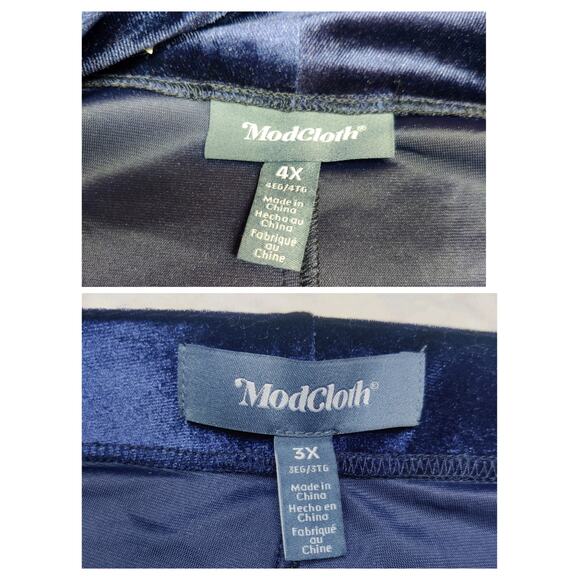 Modcloth Blue Velvet Evening Smoking Jacket Wide Leg Pant Suit 3X 4X Loungewear - Picture 9 of 13